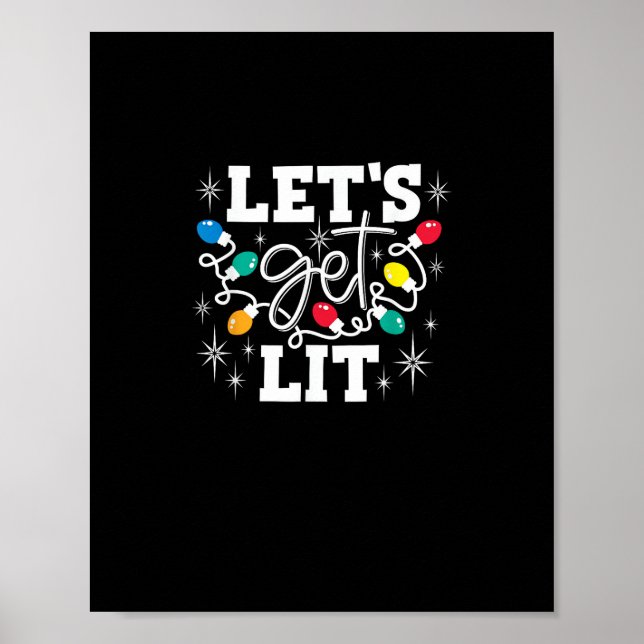 Poster Vamos Sai Luzes De Natal Engraçado Retro (Frente)