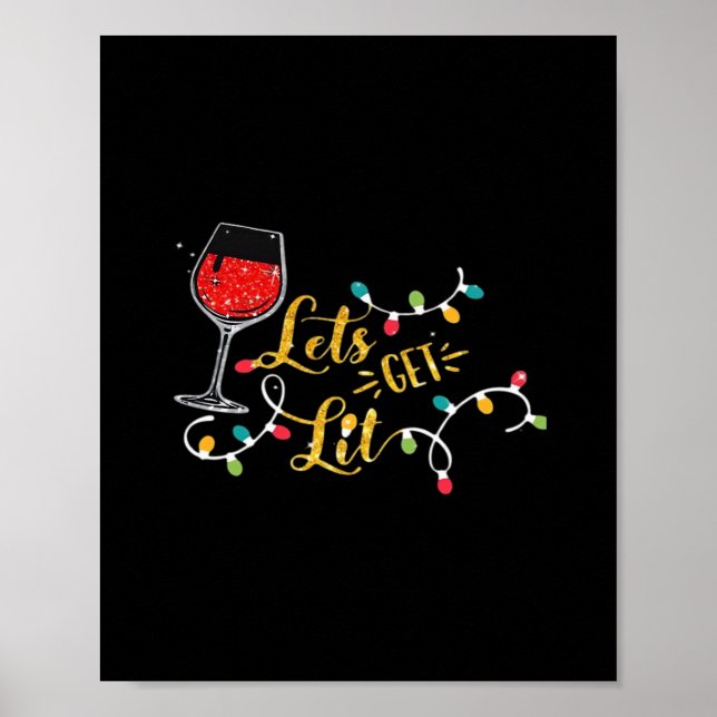 Poster Vamos Sai Vinho Vidros Luzes De Natal Drinki (Frente)