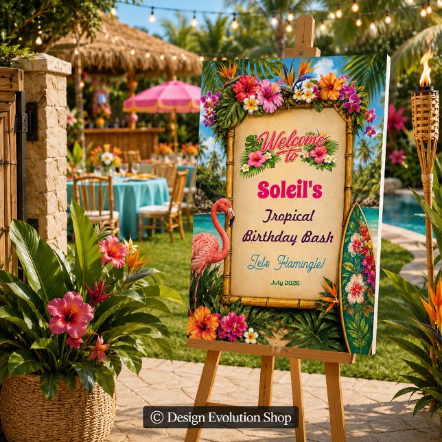 Poster Vamos Sinal de Boas-Vindas da Praia Tropical Luau  (Criador carregado)