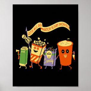 Poster Vamos Todos Assistir Filmes de Terror Funny Popcoi