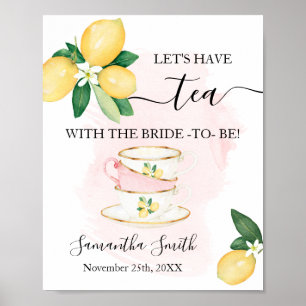 Poster Vamos Tomar Chá com a Noiva Lemons Rosa Chuveiro