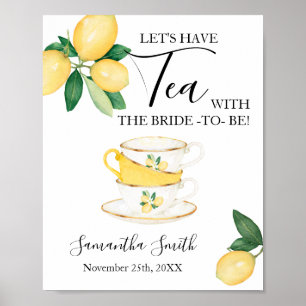 Poster Vamos Tomar Chá com a Noiva Lemons Shower sign