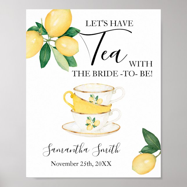 Poster Vamos Tomar Chá com a Noiva Lemons Shower sign (Frente)