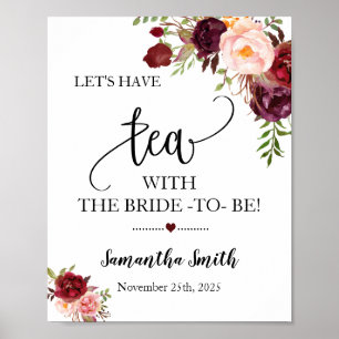 Poster Vamos tomar chá com a noiva marsala casamento