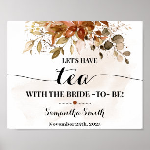 Poster Vamos Tomar Chá com a Noiva Outono Bridal Shower
