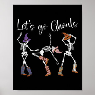 Poster Vamos Vai Ghouls Dançando Esqueleto Cowboy Ocident