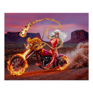 Póster Vampire Biker Babe – Rebelde Gótico da Meia-Noite