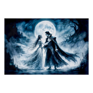 Póster Vampire Love under Moonlit Sky