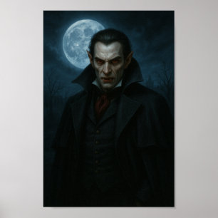 Poster Vampiro à Lua - Elegância com mordida