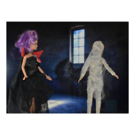 Póster Vampiro e mamãe na caça. Dia das Bruxas