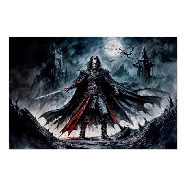 Póster Vampiro Guerreiro em Moonlit Ruins (Frente)