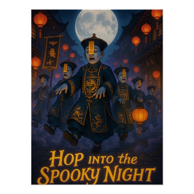 Póster Vampiros chineses de compras - Dia das Bruxas assu (Frente)