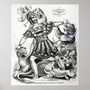 Póster Van Amburgh o mais doméstico brutal, 1838