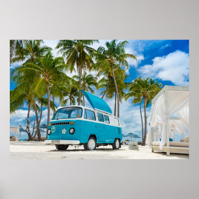 Poster van azul e branca na praia (Frente)