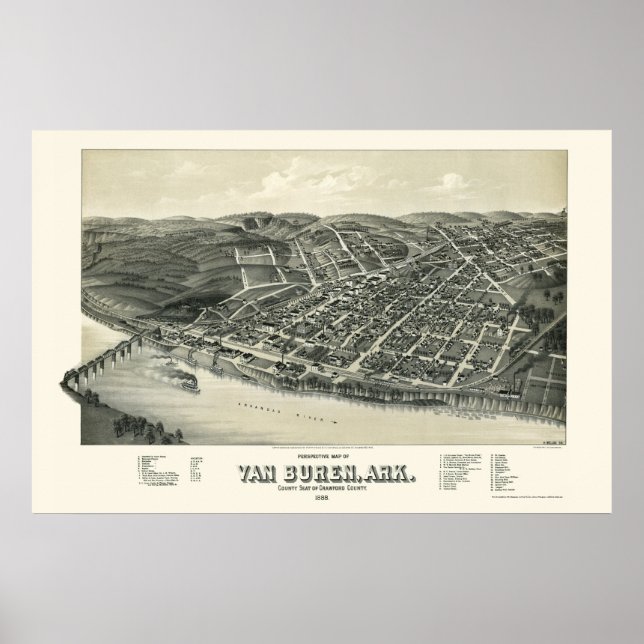 Poster Van Buren, AR Panorâmica - 1888 (Frente)