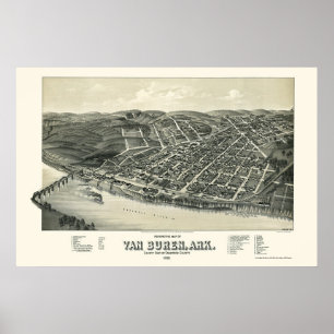 Poster Van Buren, mapa panorâmico da AR - 1888
