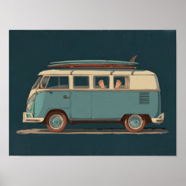 Poster Van de Surf Vintage – Design de Camper Retro