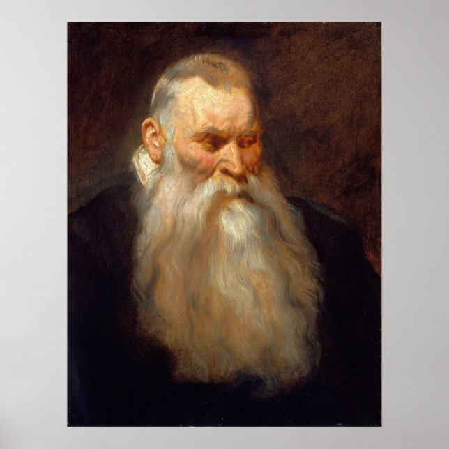 Poster Van Dyck - Chefe De Estudo Do Velho Homem Com Barb (Frente)