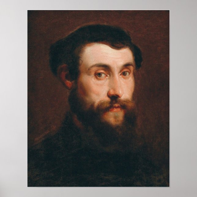 Poster Van Dyck - Retrato De Um Jovem Vestindo Um Chapéu (Frente)