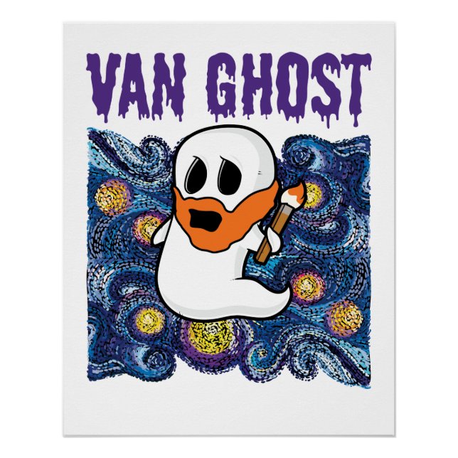 Póster Van Ghost Funny Art Halloween Van Gogh (Frente)