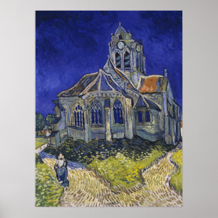 Poster Van Gogh A Igreja em Auvers Céu Azul Arte