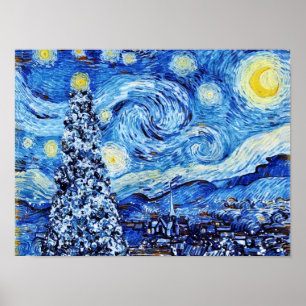 Poster Van Gogh - A Noite Estrelada - Pos de Natal Branco