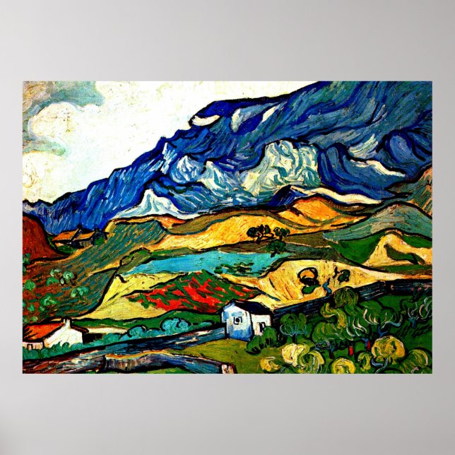 Poster Van Gogh - A paisagem da montanha Les Alpilles (Frente)