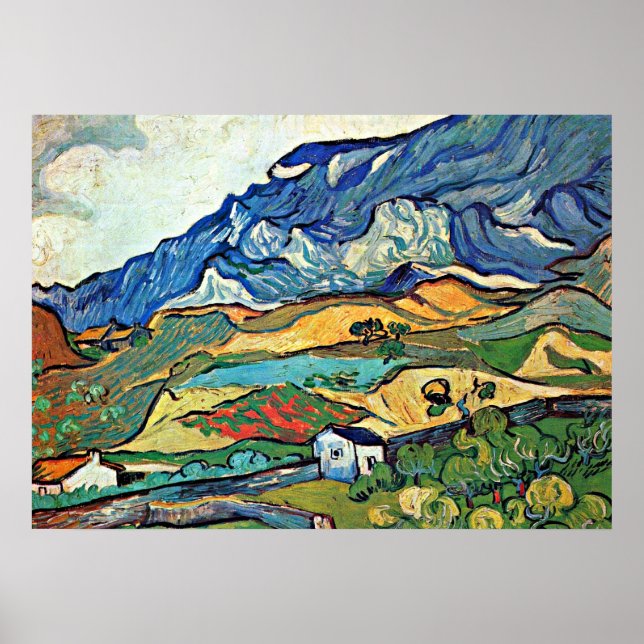 Póster Van Gogh - A paisagem da montanha Les Alpilles (Frente)