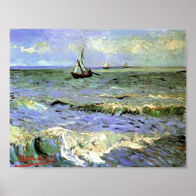Póster Van Gogh - A paisagem em Saintes-Maries (Frente)