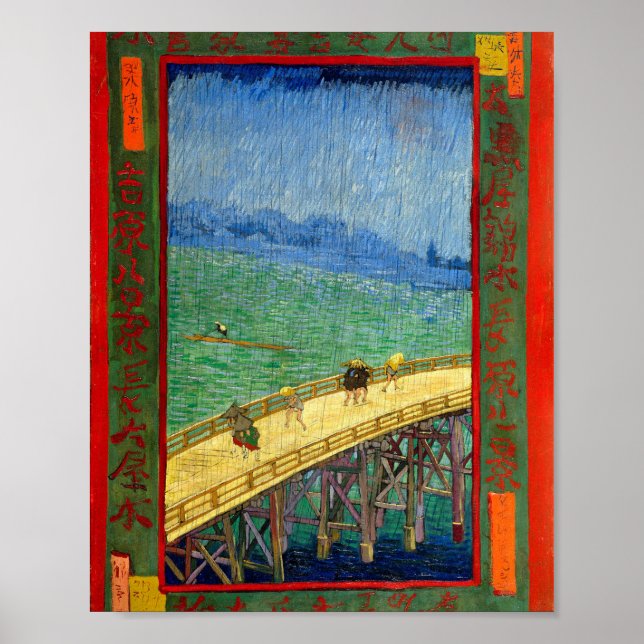 Poster Van Gogh A Ponte na Chuva depois de Hiroshige (Frente)