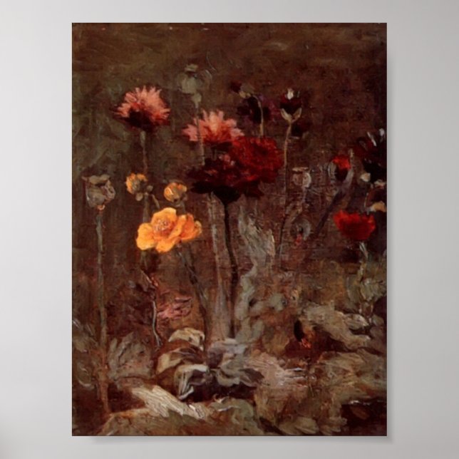 Póster Van Gogh - A Vida Estática com Scabiosa e Ranuncul (Frente)