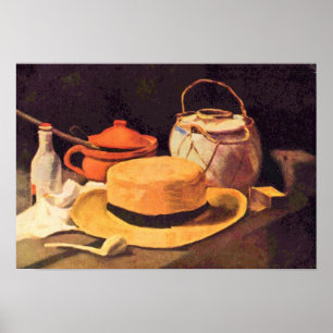 Poster Van Gogh - ainda vida com o chapéu da tubulação