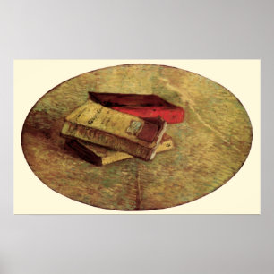 Póster Van Gogh; Ainda vida com três livros, arte do