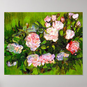 Poster Van Gogh ainda vive com rosas rosa