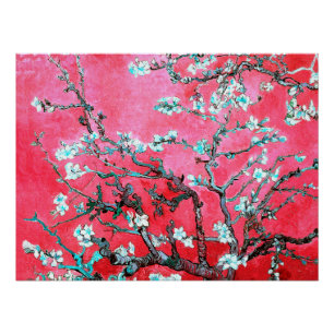 Póster Van Gogh Almond Blossomo Azul Vermelho