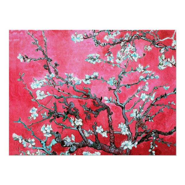 Póster Van Gogh Almond Blossomo Azul Vermelho (Frente)