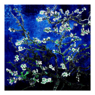 Póster Van Gogh Almond Blossoms azul verde