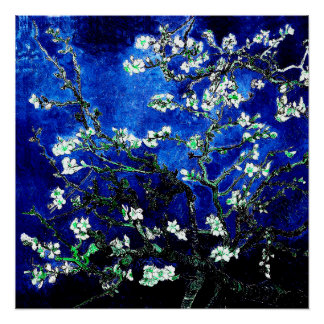 Póster Van Gogh Almond Blossoms azul verde