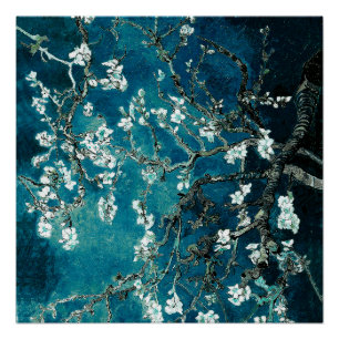 Póster Van Gogh Almond Blossoms Dark Teal
