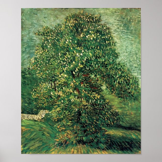 Póster Van Gogh - Árvore de castanha em Blossom (Frente)