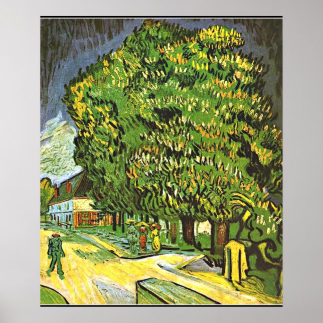 Poster Van Gogh - Árvores de castanha em Bloom, pintura d (Frente)