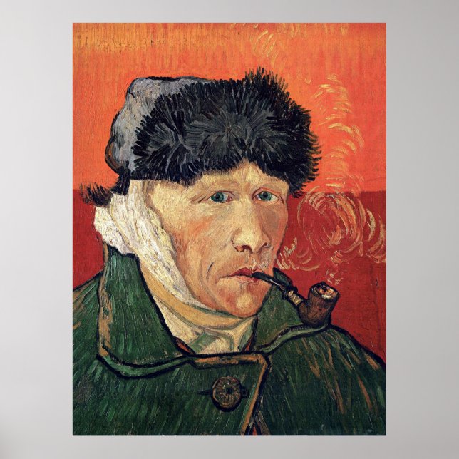 Poster Van Gogh - Autorretrato com a Orelha Cortada (Frente)