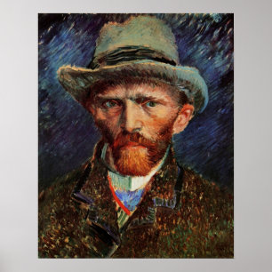 Póster Van Gogh; Autorretrato com Chapéu de Feltro Cinza