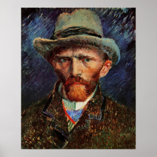Póster Van Gogh; Autorretrato com Chapéu de Feltro Cinza