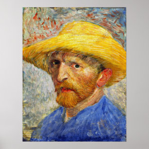 Poster Van Gogh - Autorretrato Com Chapéu De Palha 1887