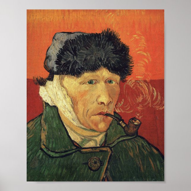 Poster Van Gogh - Autorretrato com Orelha Bandada (Frente)