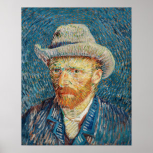 Poster Van Gogh - Autorretrato com um chapéu de feltro d