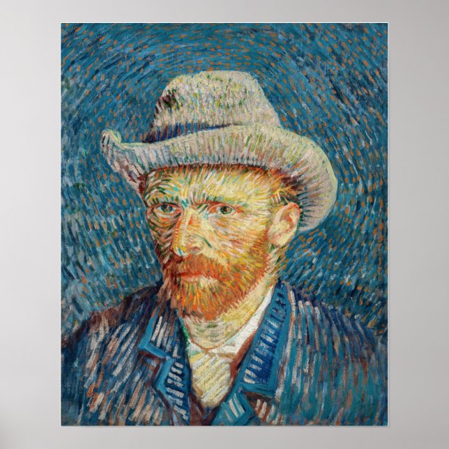 Poster Van Gogh - Autorretrato com um chapéu de feltro de (Frente)