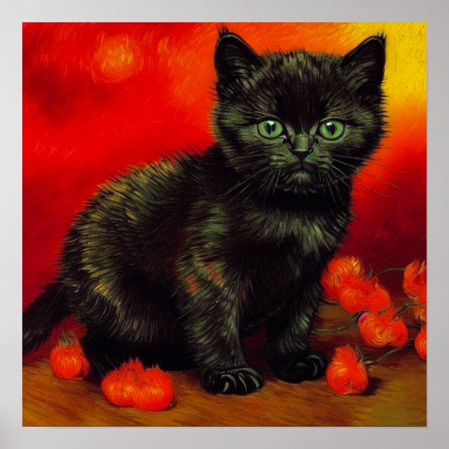 Poster Van Gogh Black Kitten (Frente)