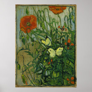 Poster Van Gogh - Borboletas E Poppias